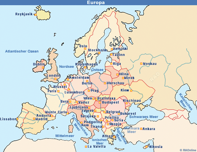 Raonline Edu Geografie: Karten – Europa – Länder In Europa destiné Geographie Deutschland Lernen