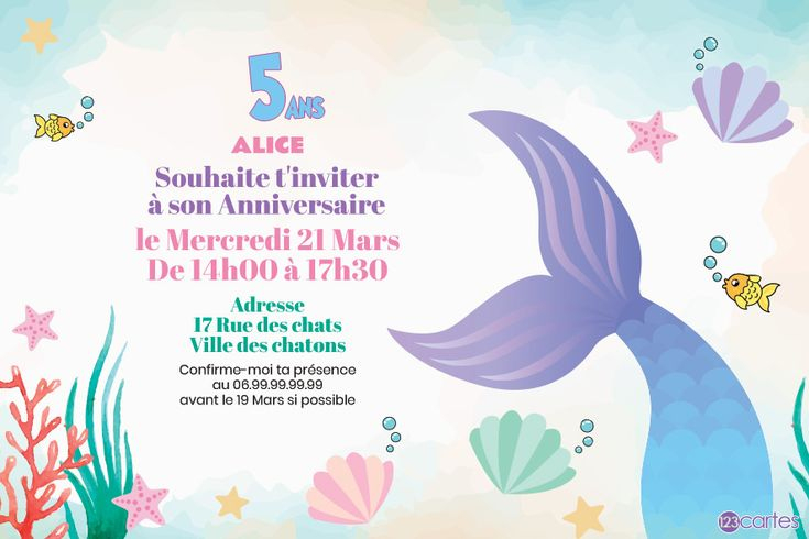 Sirène De Mer – Carte Invitation Anniversaire Fille avec Invitation Anniversaire Fille Gratuite À Imprimer Sirène De Mer – Carte Invitation Anniversaire Fille avec Invitation Anniversaire Fille Gratuite À Imprimer