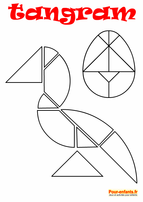 Tangram Oeuf De Pâques Et Oiseau À Imprimer En Noir Et avec Coloriage Magique Canard