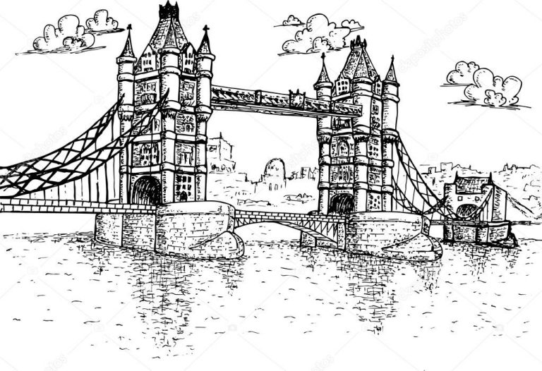 Tower Bridge In Londen Hand Getrokken — Stockvector serapportantà