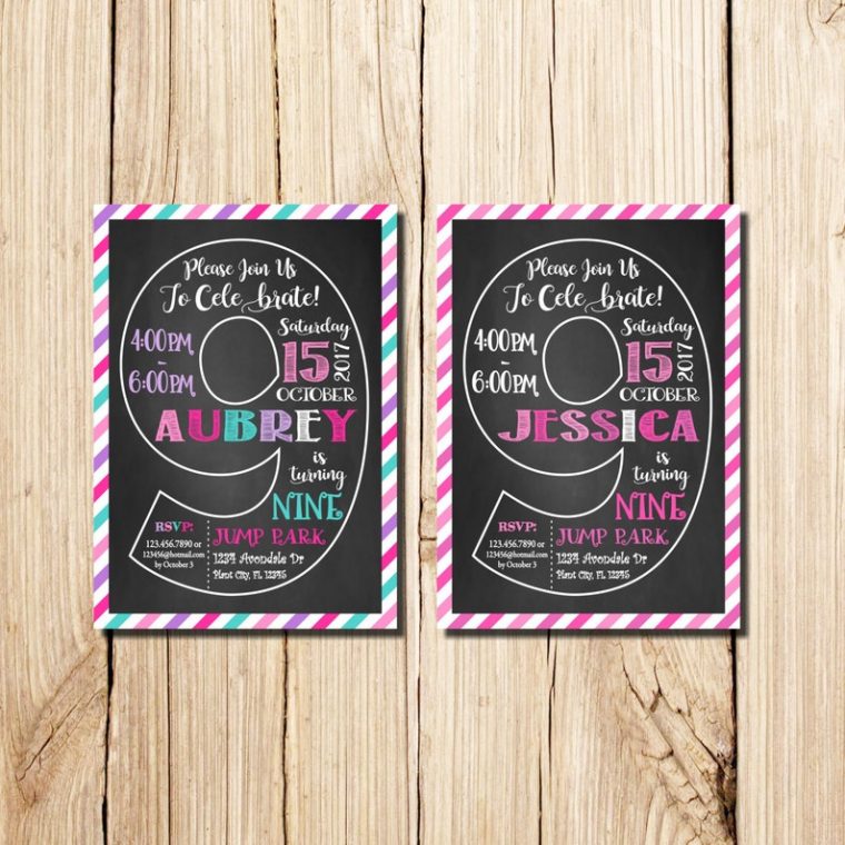 9. Geburtstag Einladung Mädchen Halkboard Neunte | Etsy intérieur Geburstag Einladung