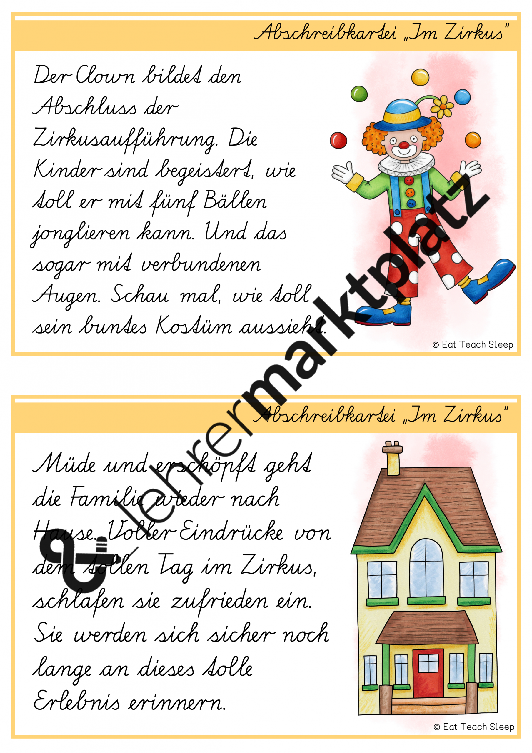 Abschreibkartei - Im Zirkus Sas - Unterrichtsmaterial In tout Unterrichtsmaterial Zirkus