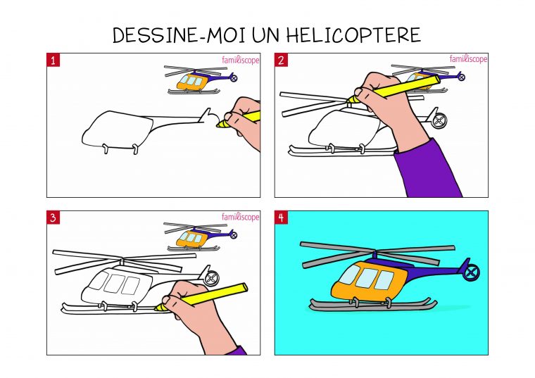 Apprendre À Dessiner Un Hélicoptère En 3 Étapes destiné Apprendre A Dessiner Facile