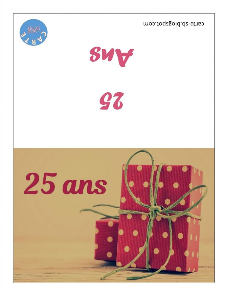 Carte Gratuite À Imprimer: Carte Anniversaire 25 Ans À avec Imprimer Carte Anniversaire