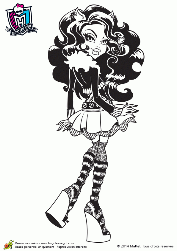 Coloriage De Monster High, Clawdeen Wolf Pose De Dos serapportantà Coloriage De Monster High