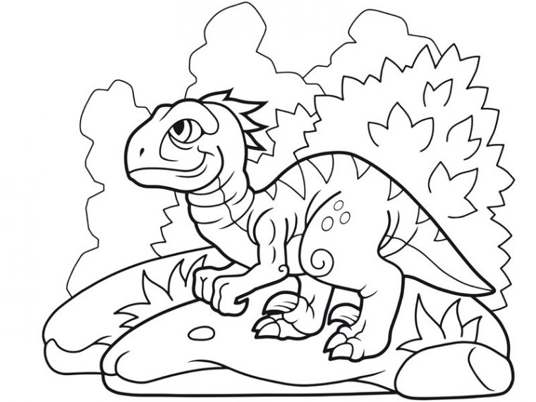 Coloriage : Le Dinosaure Sur Son Rocher destiné Coloriage De Dinosaure