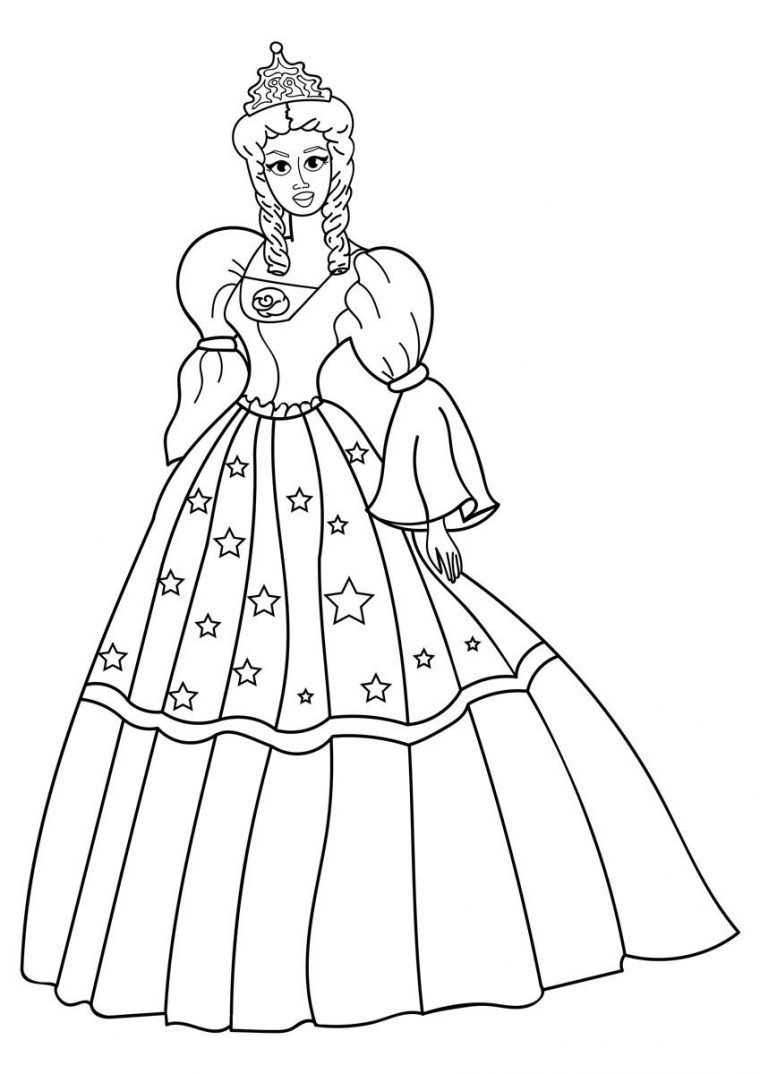 Coloriage Princesse Avec Robe – Coloriages Gratuits À serapportantà Coloriage Gratuit Princesse