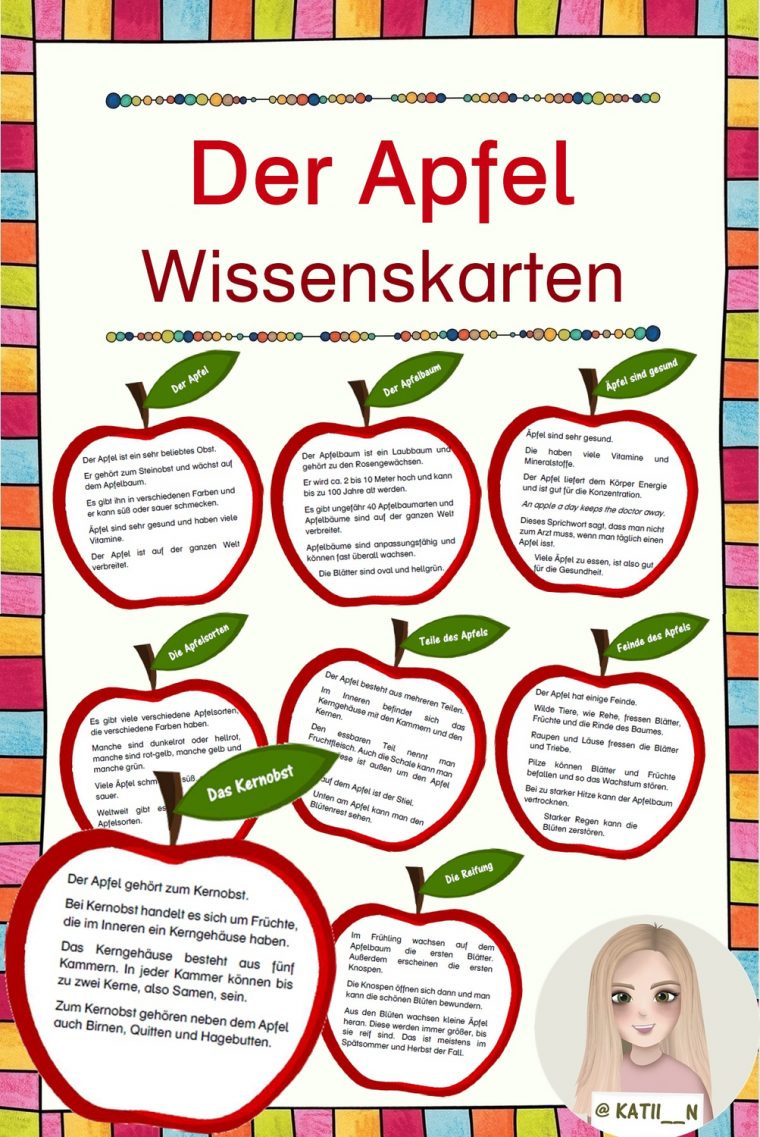 Der Apfel – Wissenskarten – Unterrichtsmaterial Im Fach intérieur Arbeitsblätter Apfel Grundschule Der Apfel – Wissenskarten – Unterrichtsmaterial Im Fach intérieur Arbeitsblätter Apfel Grundschule