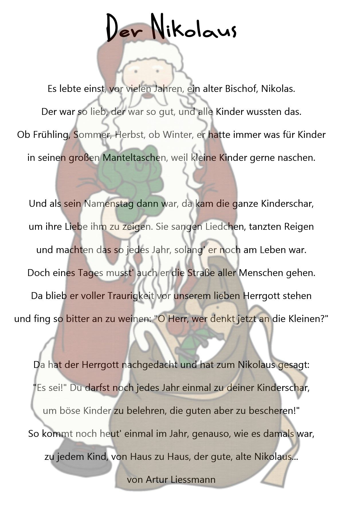 Der Nikolaus … | Nikolaus Lieder, Nikolaus Geschichte à Geschichten Für Kindergartenkinder