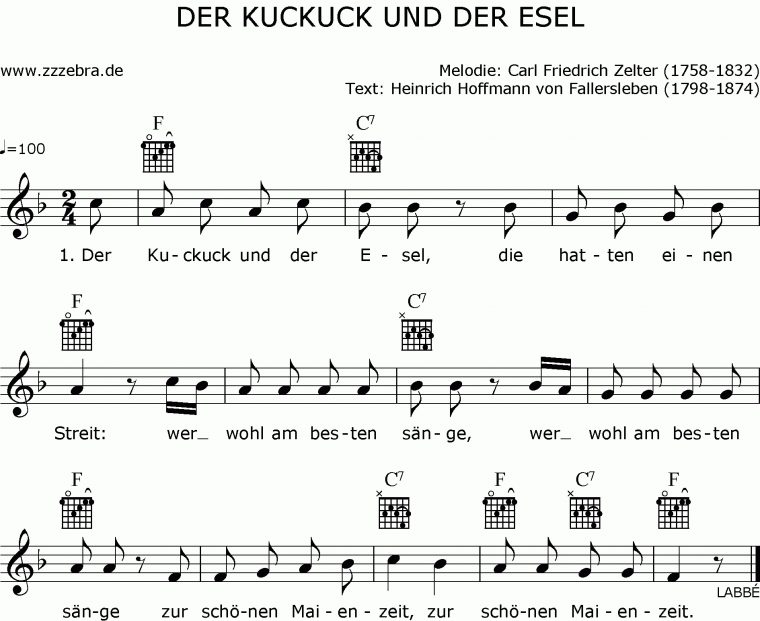 Druckansicht: Der Kuckuck Und Der Esel – Liederbaum concernant Hoppe Hoppe Reiter Text