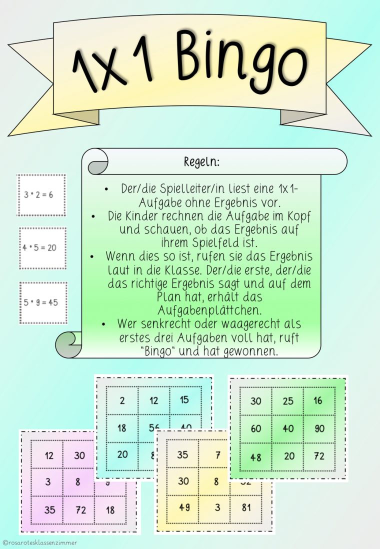Einmaleins Bingo Zum Ausdrucken / 1X1 Lernkartchen Lernen encequiconcerne Bingo Spiel Zum Ausdrucken