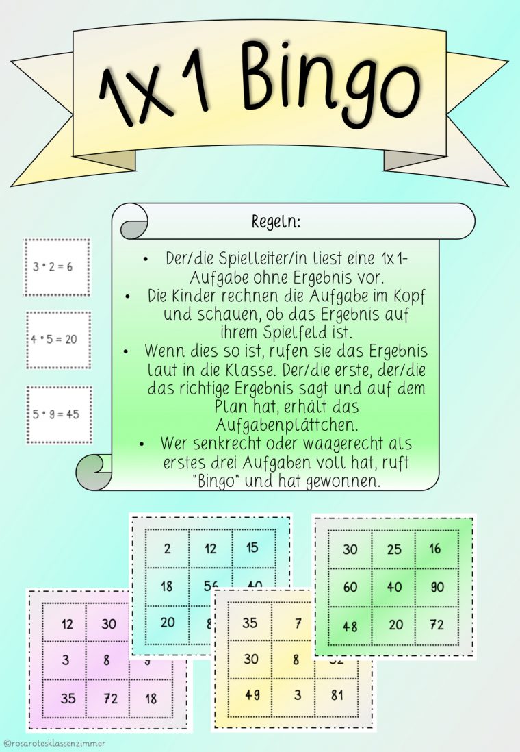 Einmaleins Bingo Zum Ausdrucken / 1X1 Lernkartchen Lernen encequiconcerne Bingo Spiel Zum Ausdrucken
