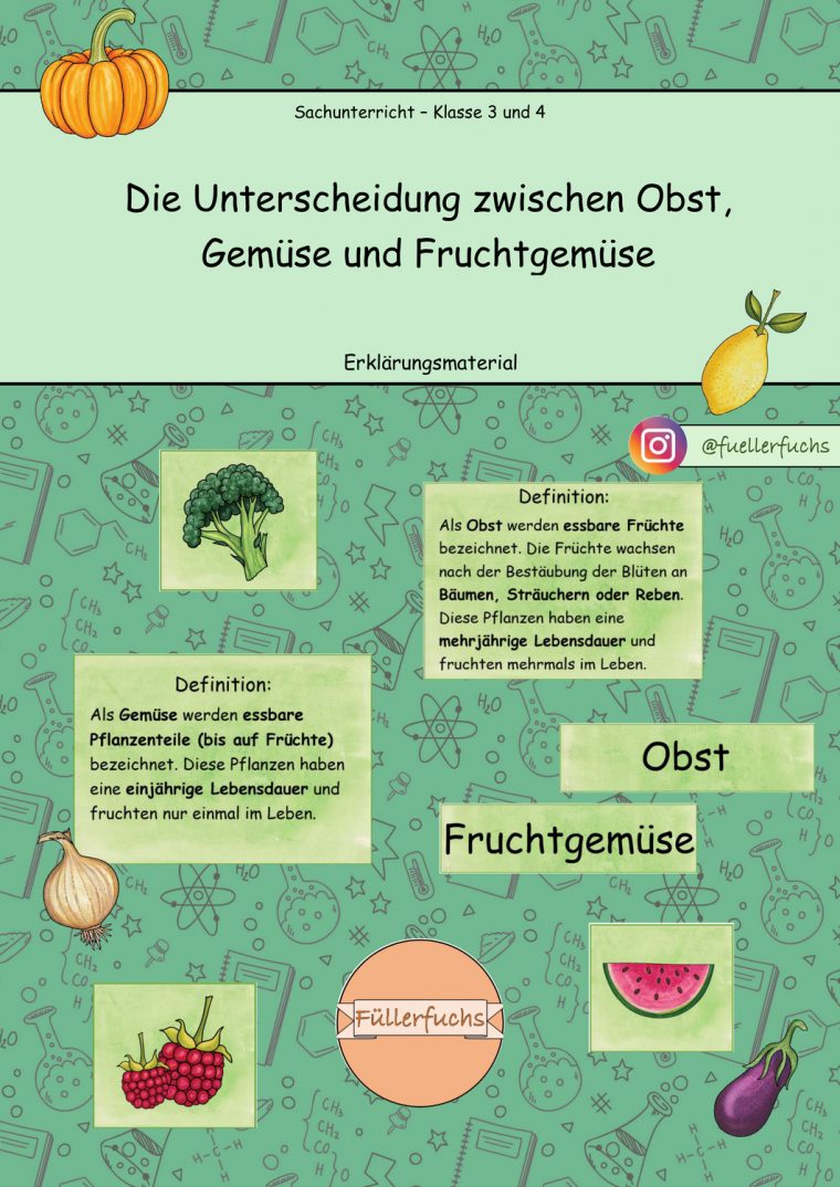 Erklärungsmaterial Zur Unterscheidung Zwischen Obst encequiconcerne Obst Und Gemüse Abc Arbeitsblatt
