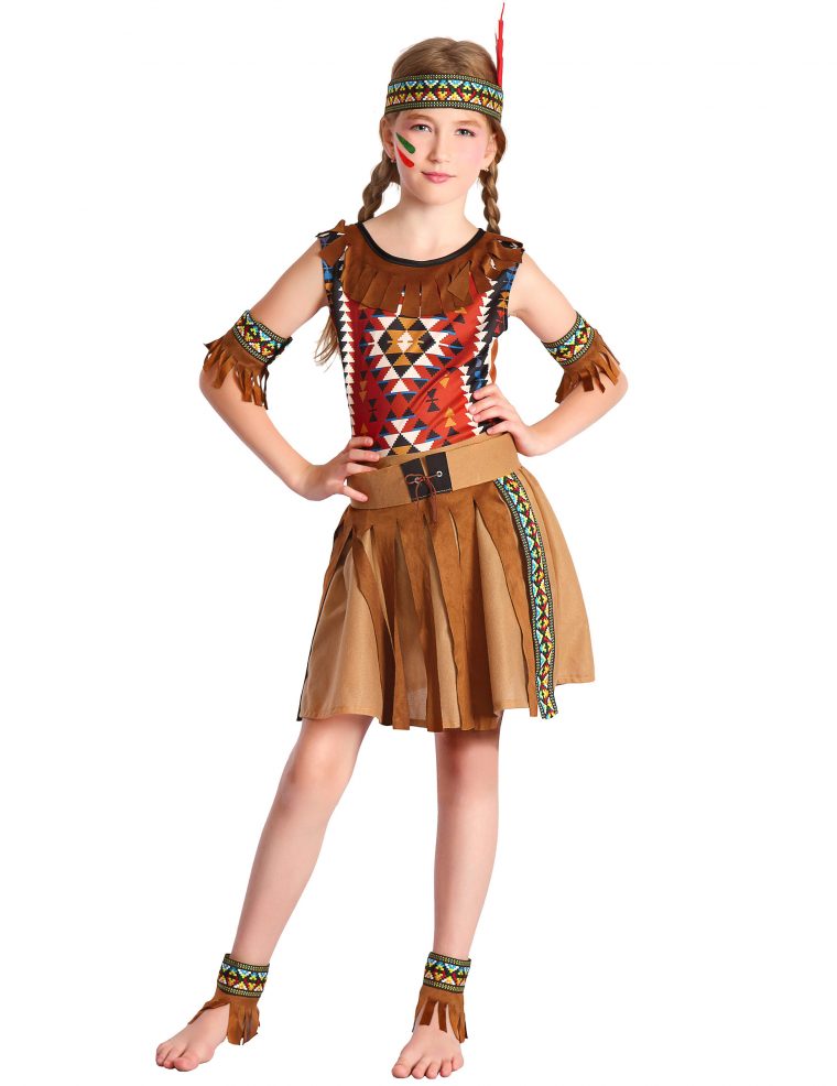 Farbkräftiges Indianer-Kostüm Für Mädchen Faschingskostüm avec Fasching Indianer Schminken
