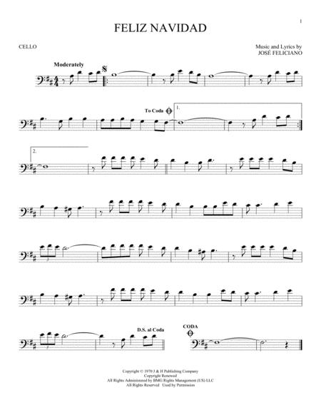Feliz Navidad By – Digital Sheet Music For Cello Solo concernant Feliz Navidad Noten