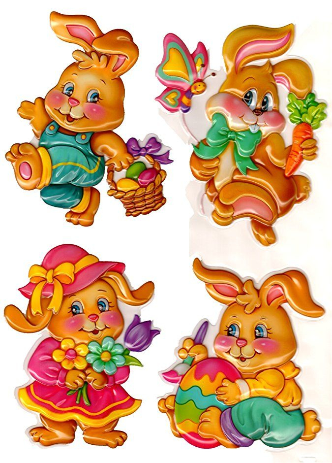 Fensterbilder Set 4-Tlg. 3D-Optik Pop-Up Selbstklebend destiné Oster Fensterbilder