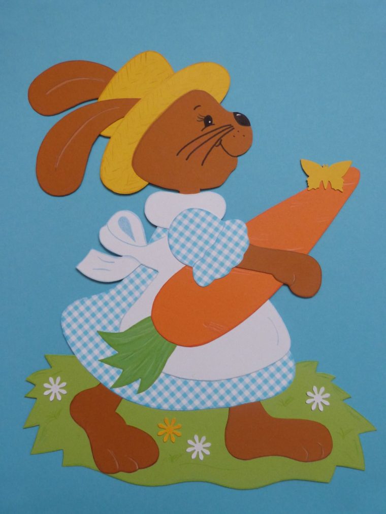 Fensterbilder Tonkarton Hasendame Milli Ostern/Frühling concernant Oster Fensterbilder