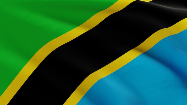 Flagge Von Tansania, Die Im Wind Weht, Stoffmikrotextur Im pour Flagge Von Tansania
