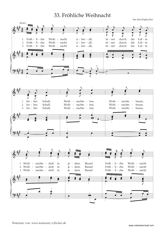 Fröhliche Weihnacht (Klavier + Gesang) Weihnachtslied Aus à Fröhliche Weihnacht Überall Text