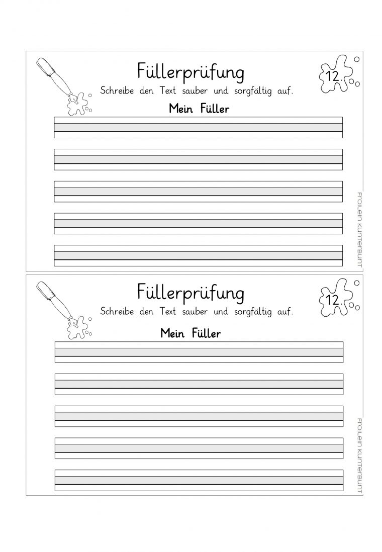 Füllerführerschein Prüfungsheft – Unterrichtsmaterial Im destiné Schreibübungen Grundschule