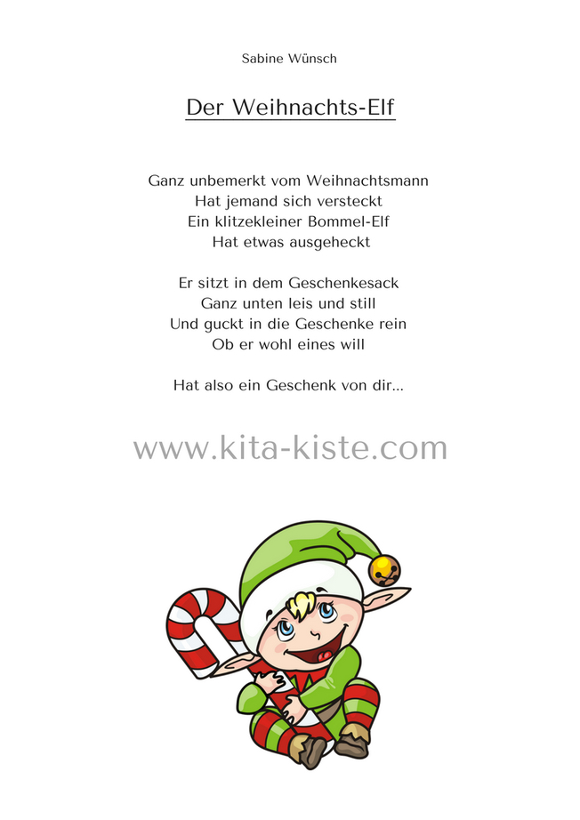 Gedicht Kindergarten Spruch Weihnachten Elfen "Weihnachts tout Kindergedichte Weihnachten