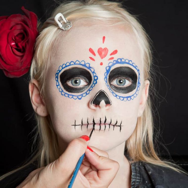Halloween Kinder Schminken: Día De Los Muertos Make Up à Schminkvorlagen Kinder