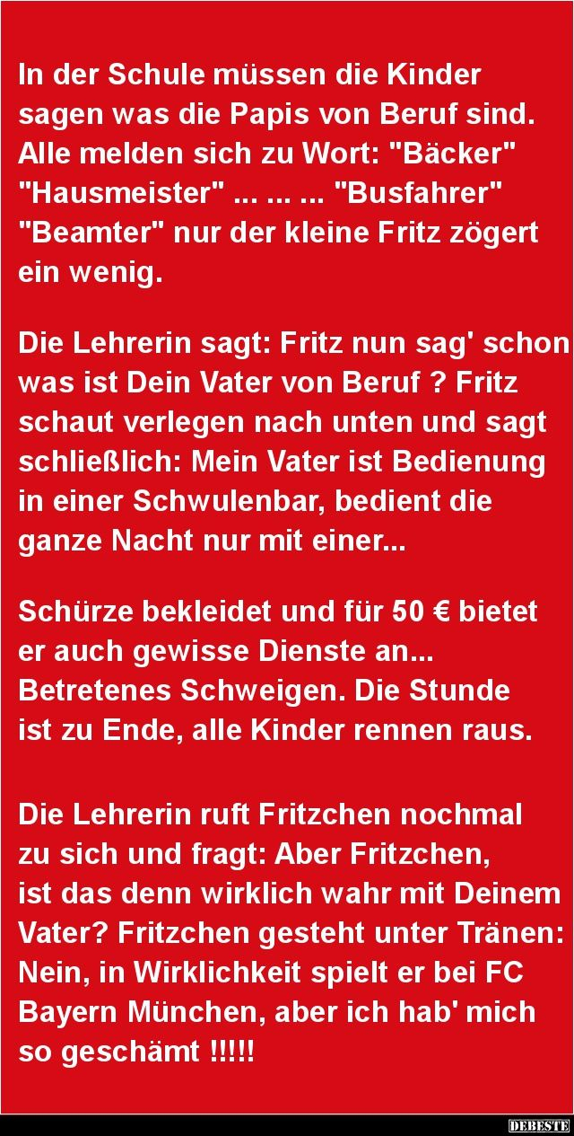 In Der Schule Müssen Die Kinder Sagen Was Die Papis avec Kurze Sagen Für Die Schule
