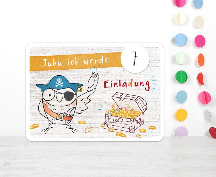 Invitation Cards Children'S Birthday Party Pirat Owl encequiconcerne Piraten Einladung Text