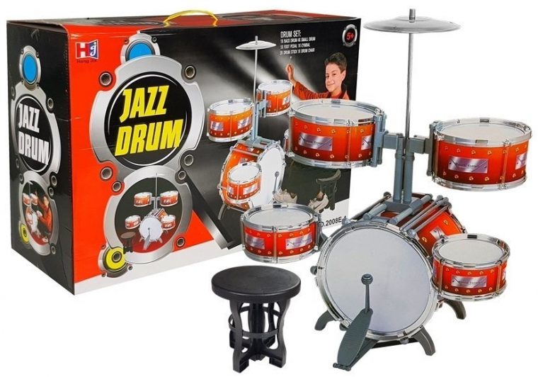 Jazz Drum Schlagzeug Spielzeug 5 Trommeln Becken serapportantà Kinder Musikinstrument