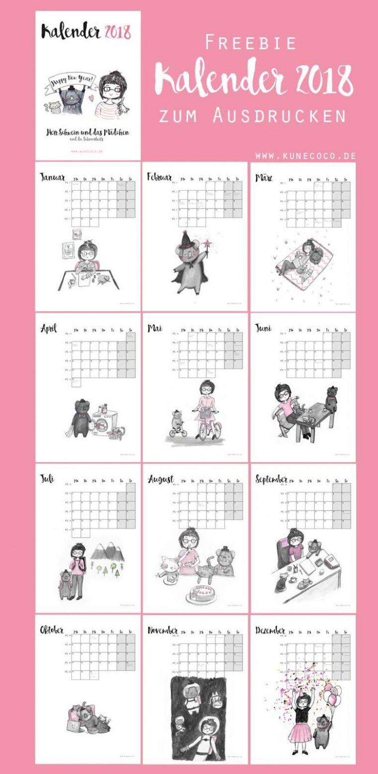 Kalender 2018 Zum Selbst Ausdrucken (Freebie) | Kalender tout Kalender 2015 Zum Selbstgestalten