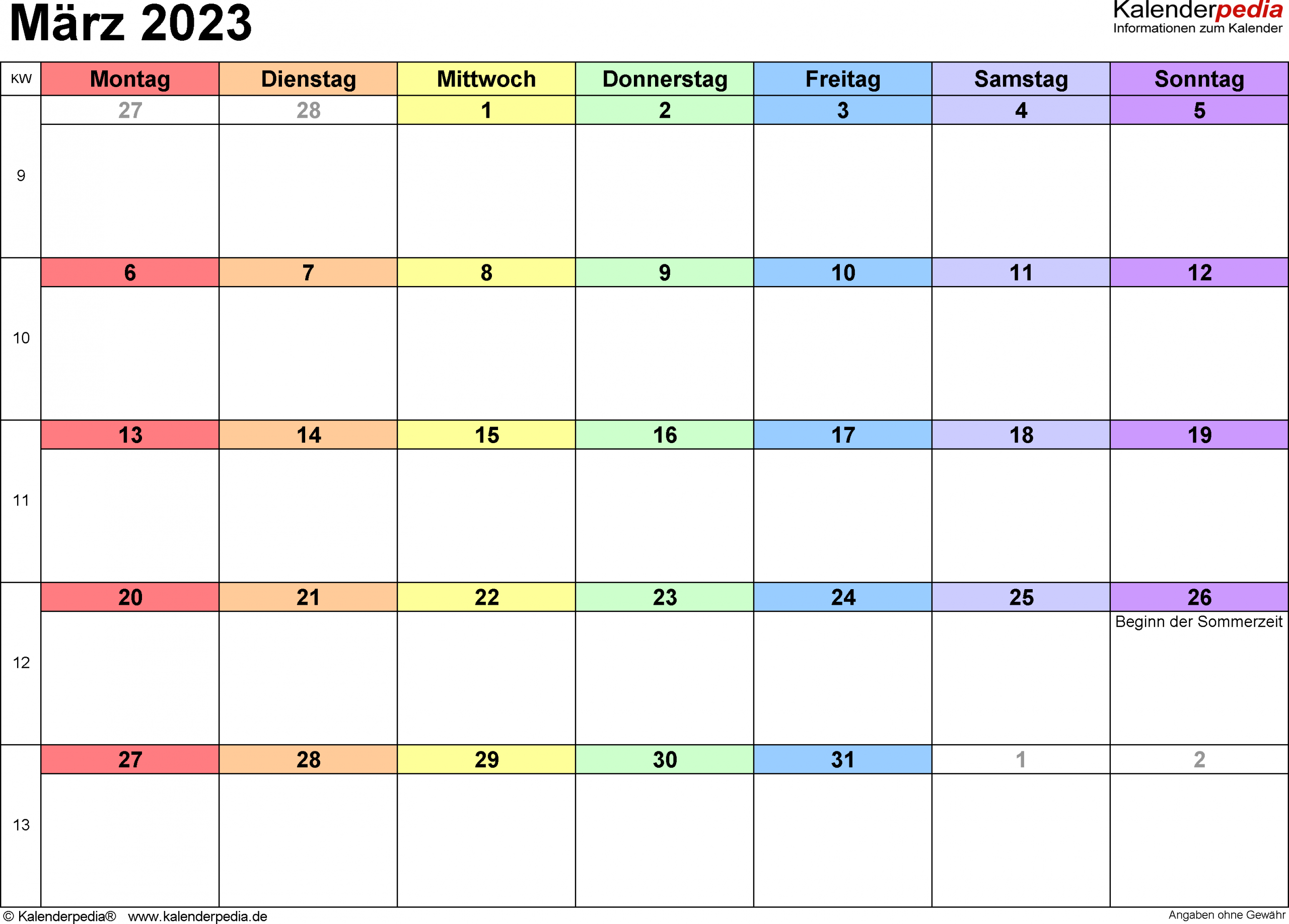 Kalender März 2023 Als Word-Vorlagen concernant Kalender Zum Eintragen