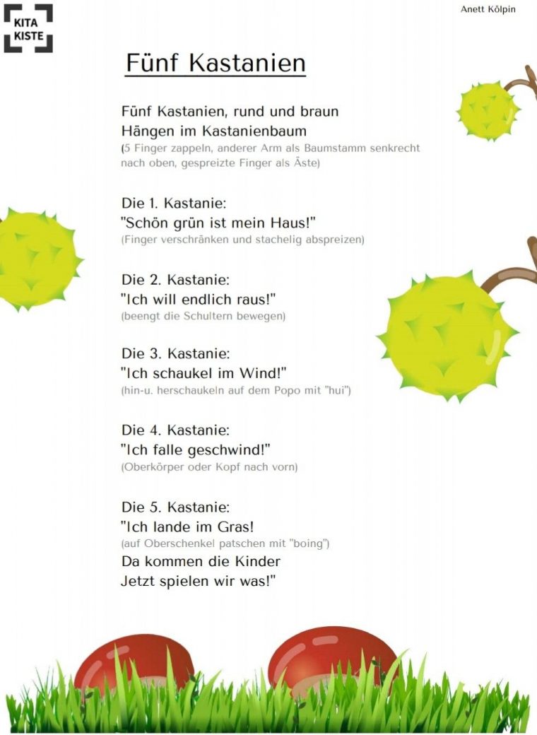 Kastanien Fingerspiel | Fingerspiele, Kindergarten avec Herbstlieder Für Kinder