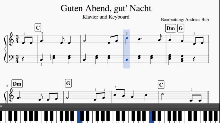 Klavier Lieder Anfänger : Klavier Oder Keyboard Spielen avec Guten Abend Gute Nacht Lied