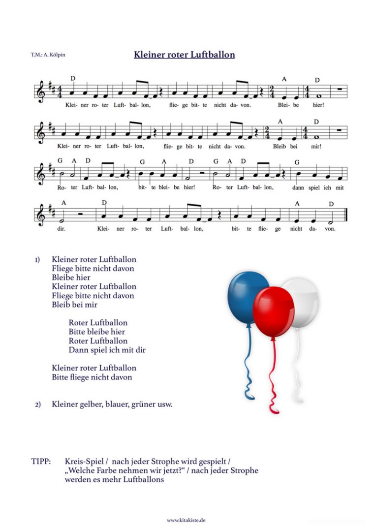 Kleiner, Roter Luftballon – Kinderlieder Für Kita & Krippe à Lieder Für Kleinkinder