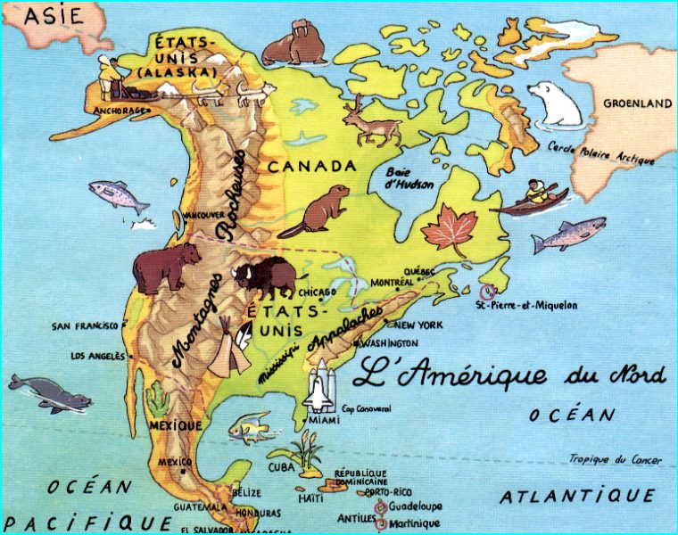 L'Amérique Du Nord intérieur Carte Amérique Du Nord