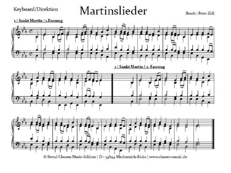 Martinslieder Noten Für Blasorchester Bei Classen-Music intérieur Liedtext Ich Geh Mit Meiner Laterne