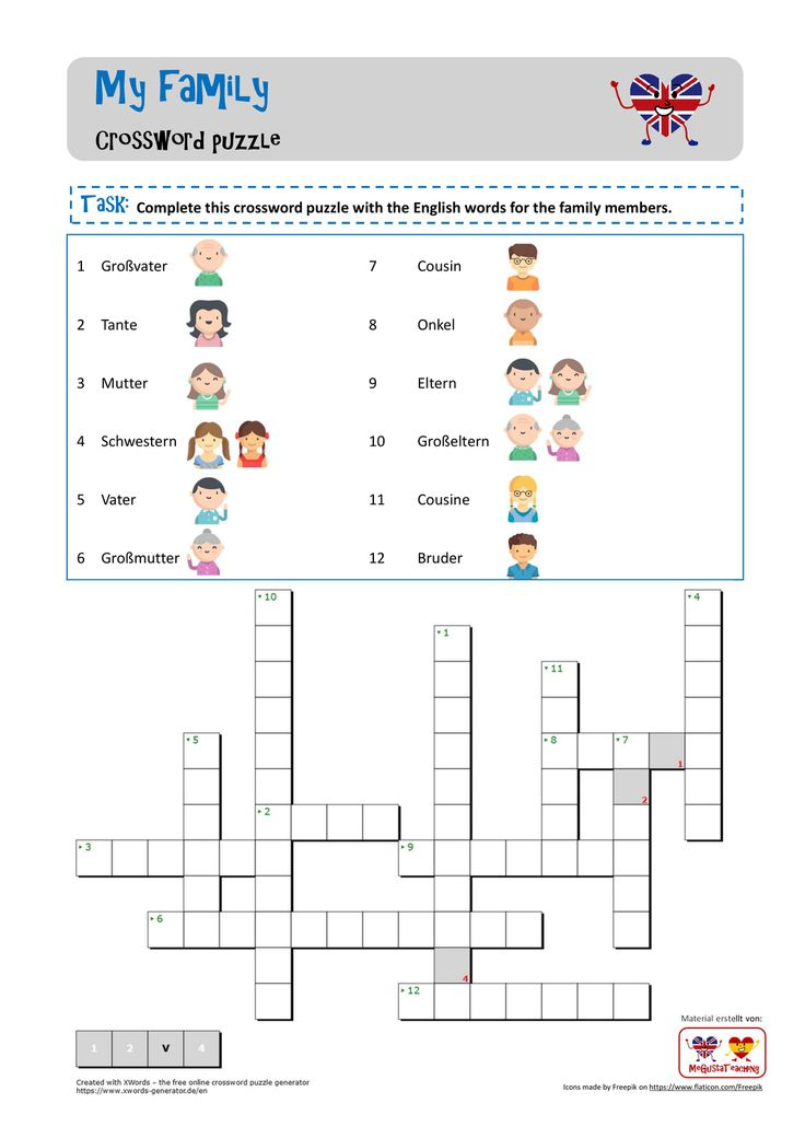 My Family – Kreuzworträtsel – Crossword Puzzle pour Kreuzworträtsel Für Schüler