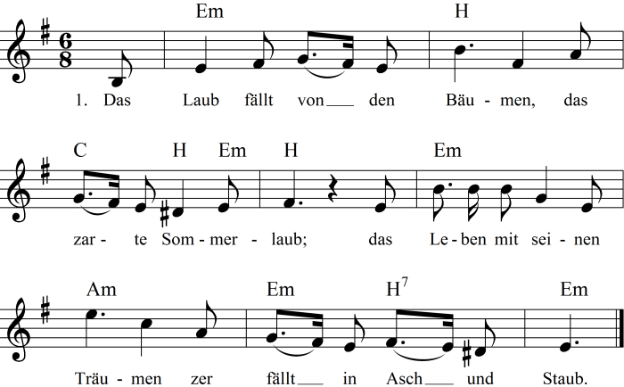 Noten, Liedtext Und Midi/Mp3 Zum Anhören Des Lieds 'Das avec Liedtext Der Herbst Ist Da