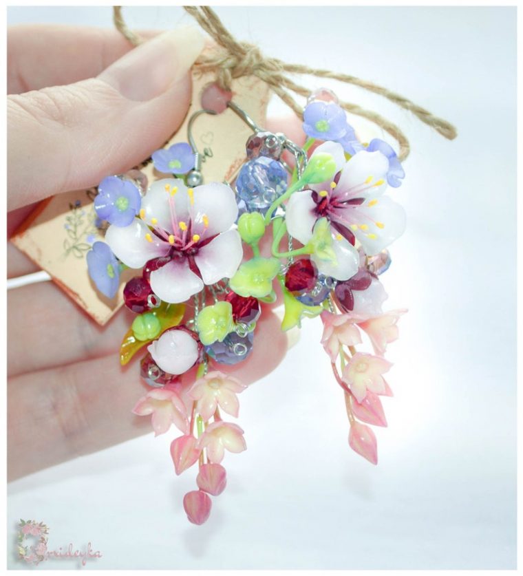 Ohrringe Aus Fimo Schmuck Polymer Ton Blume Blumenohrringe serapportantà Schmuck Aus Ton Herstellen