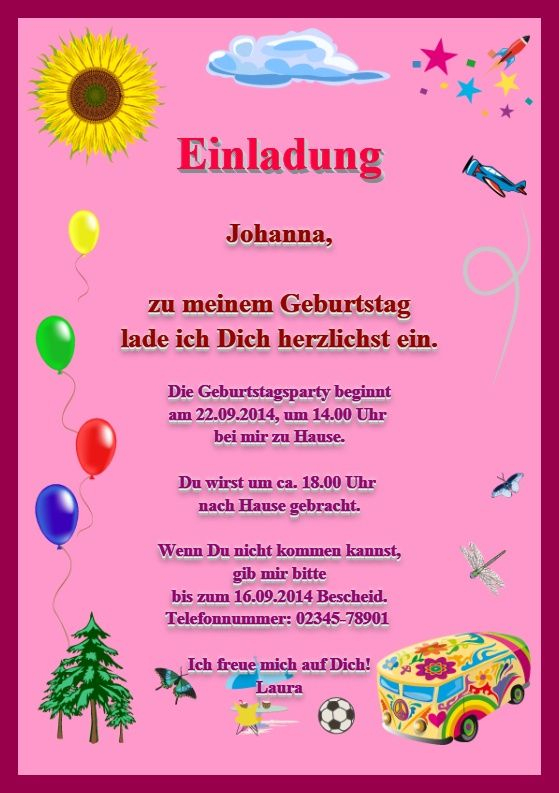 Pin Auf Einladungskarten Zum Geburtstag Und Andere Anlässe dedans Geburtstagseinladung Für Kinder