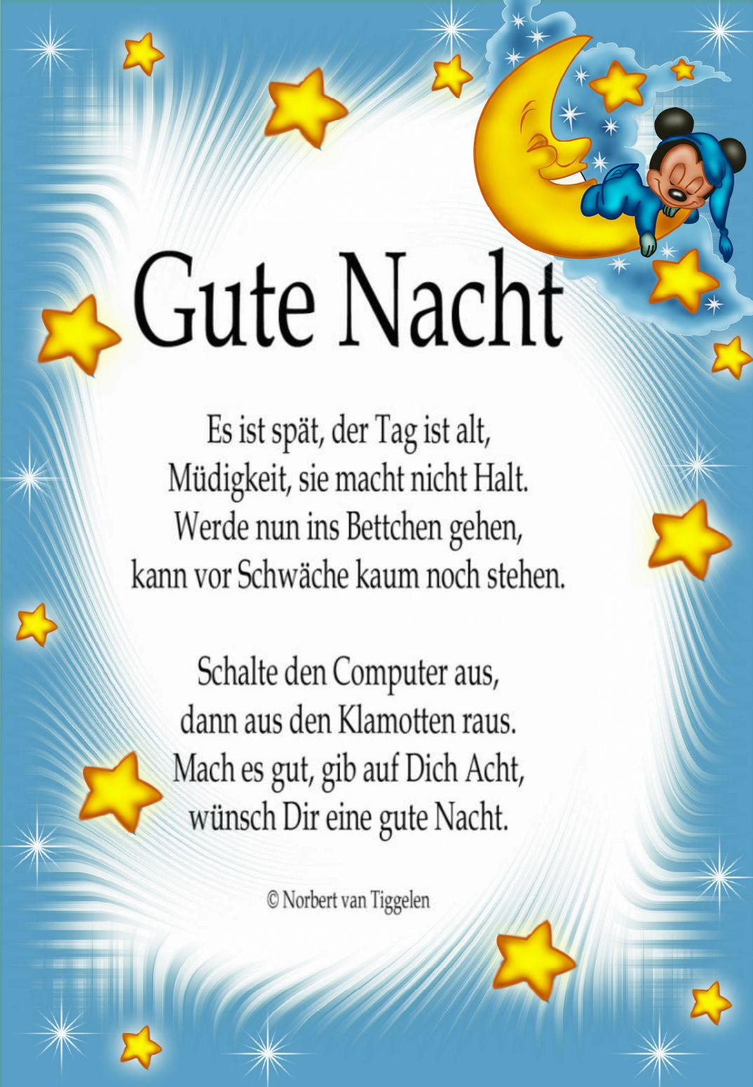 Pin Von Heinrich Thoben Auf (B) Gedichte Und Sinnsprüche à Text Guten Abend Gute Nacht