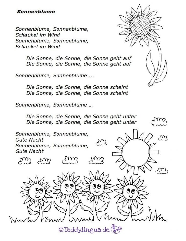 Sonnenblume … | Lieder, Vorschullieder, Sonnenblumen avec Herbstlieder Krippe