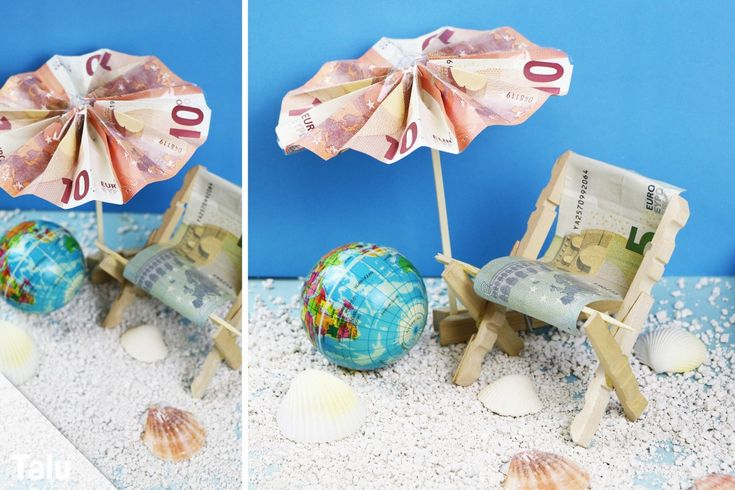 Sonnenschirm Mit Liegestuhl Aus Geld Basteln | Anleitung encequiconcerne Lampion Selber Basteln Anleitung