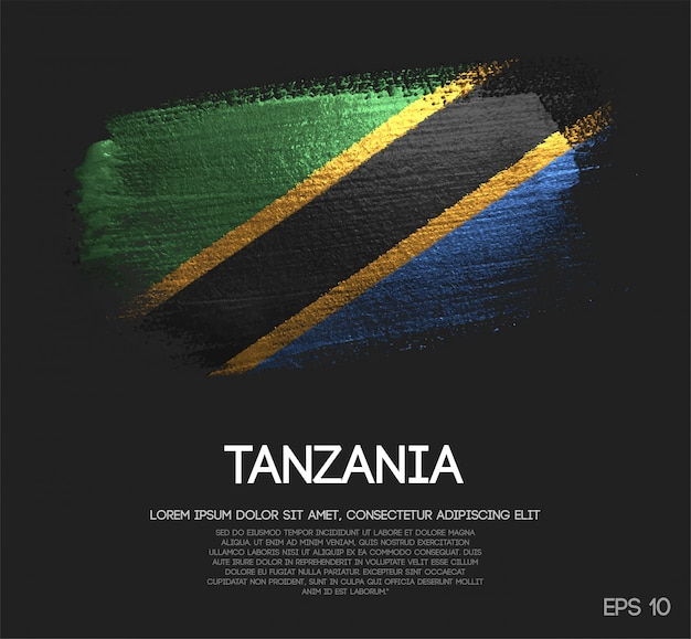 Tansania-Flagge Gemacht Von Der Funkeln-Schein-Bürsten à Flagge Von Tansania
