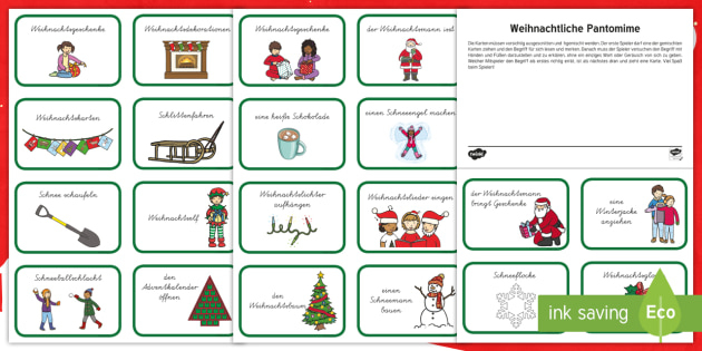 Weihnachtliche Pantomime Kartenspiel (Teacher Made) intérieur Kartenspiel Zum Ausdrucken