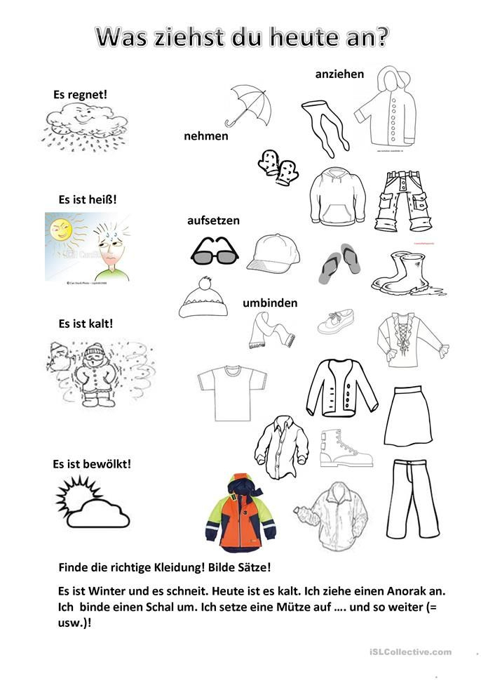 Wetter Und Kleidung | Wetter Kindergarten, Arbeitsblätter pour Wetter Grundschule Arbeitsblätter