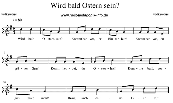 Wird Bald Ostern Sein? – Text Noten Download serapportantà Lieder Für Kleinkinder