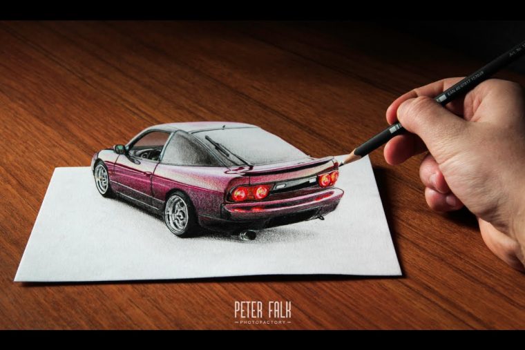 3D Drawing Illusion – Nissan 200Sx S13 – serapportantà Nissan Silvia Dessin
