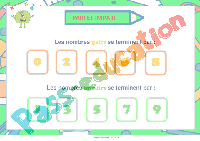 Affiche / Affichage De Classe : Pair Et Impair : Cp destiné Nombre Pair Et Impair Free