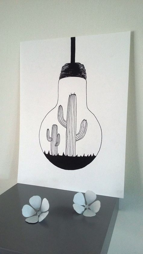 Affiche Illustration Noir Et Blanc Ampoule | Etsy avec Grenouille Noir Et Blanc Facil